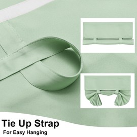 JIUZHEN Bean Green Blackout Door Curtains Privacy French Door Curtains for Patio Door,Thermal Insulated Tie Up Room Darkening Window Curtains for Bedroom (26Wx 68L, 1 Panel)