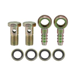 X AUTOHAUX Banjo Bolt M12x1.5 10mm Banjo Bolt Hose Barb Fittings Brake Line Fitting Adapter with Copper Washers for Motorcycle Car (Set of 2)