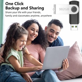 USB 3.0 Memory Sticks 982GB - High Speed USB Stick with 360 ° Swivel Clip Design, Mojuhojiy Massive Capacity Flash Drive for Data/Photo/Video/Files Backup, Memory Stick Pen Drive for PC/Desktop/Laptop