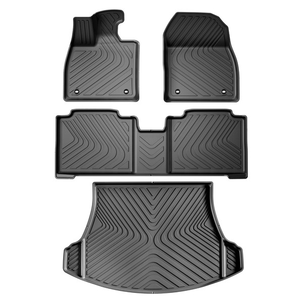 WENNEBIRD All Weather Floor Mats for 2023-2024 Lexus RZ 450e, Premium TPE Anti-Slip Waterproof Floor Liners & Rear Trunk Liner, Car Interior Accessories - Black (Set of 4)