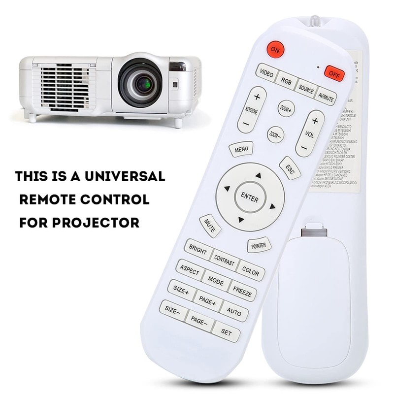 Projector Remote Control, White Remote Control Controller for Projector, Replacement
