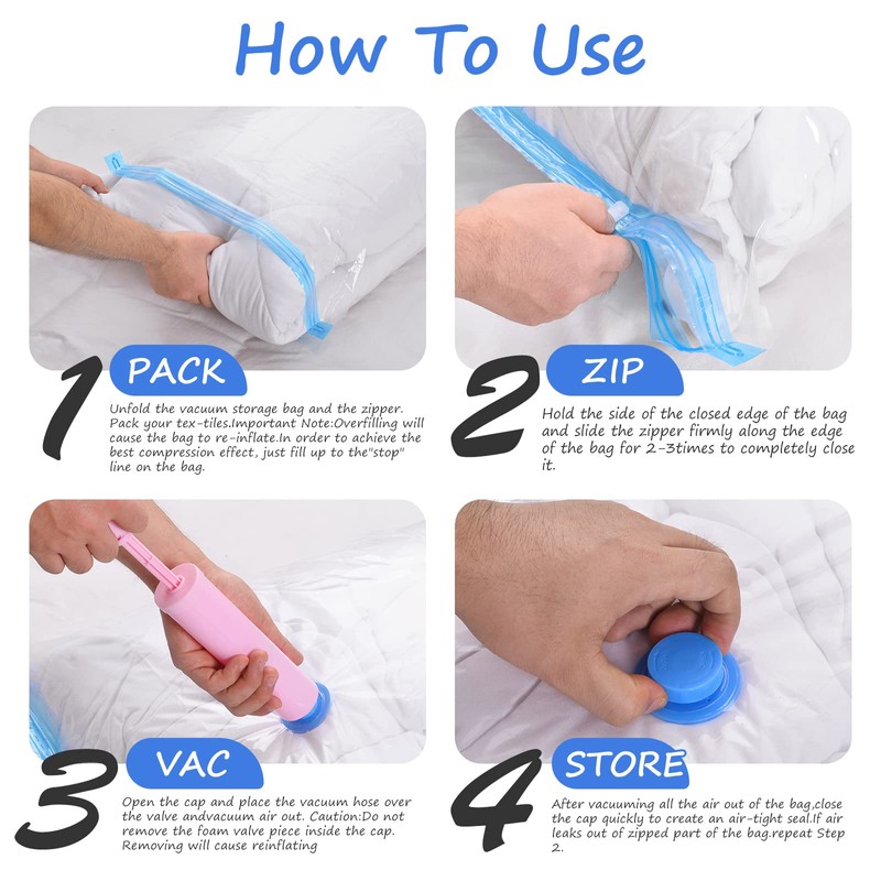 Rainberg Premium Vacuum Storage Bags 8 Pack, 80% More Storage,