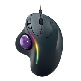 Trackball Mouse Wired, Ergonomic Comfort Design Reduces Muscle Strain, USB Plug&Play, Easy Thumb Control, Precision Tracking with 5 Adjustable DPI, RGB Rollerball Mouse Compatible for PC, Mac, Windows