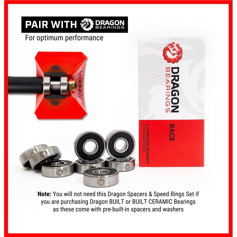 Fireball Dragon Replacement Precision Skateboard Truck Axle Washers Set -