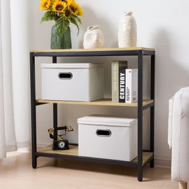 PRANDOM Collapsible Storage Bins with Lids [3-Pack] Leather Fabric Foldable Storage Boxes Organizer Containers Baskets Cube with Cover for Bedroom Closet Office Nursery White (14.9x10.8x10)