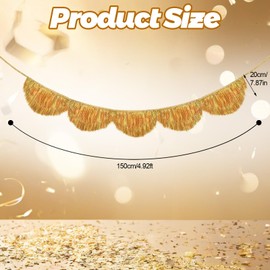 BLMHTWO Gold Scalloped Layered Fringe Banner Tassel Garland Party Decor