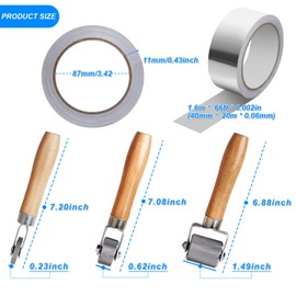 FCHO Car Sound Deadening Roller Metal Installation Tool 3 Pcs Seam Roller with 66 Feet Aluminum Foil Tape Finishing Sealing Tape, for Car Sound Deadening Installation