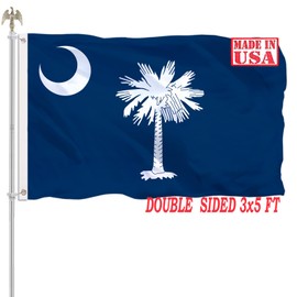 South Carolina State Flag 3x5 Double Sided SC State Flags Heavy Duty 100% Polyester with 2 Brass Grommets for Outdoor Indoor Wall