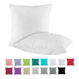 BaSaTex Double Pack Cotton Renforcé Cushion Cover 40 x 40 cm Pillowcases 100% Cotton Cushion Covers in White