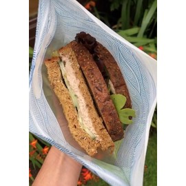 Nom Nom Reusables – 4 Reusable Sandwich Bags, large ziplock bags for sandwiches, bagels, soup or salads, freezer safe and dishwasher safe