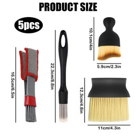 LIURFLNC Pack of 5 Car Brush Interior, Car Brush Interior Detailing Brush, Soft Brush, Car Cleaning, No Scratch, Dust Brush for Car Interior Cleaning, Air Outlet, Gap Dashboard