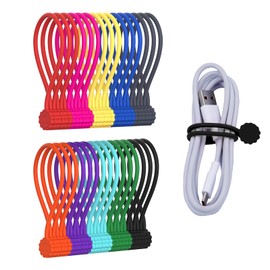 Rich&Ray 10Colors-30Pack Reusable Silicone Twist Ties, Magnetic Cable Ties with Strong Magnet for Organizing Cables, Hanging Stuff, Used in Many Ways or Just for Fun (10C-30Pack)