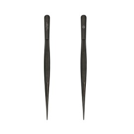 Pinza de precisión Recta Punta Fina para Chef PRO 20 cm, de Emplatado/Montaje/Plating/Repostería/Mixología/Barman/cocina molecular Offset All Right chef tool's (Negro)