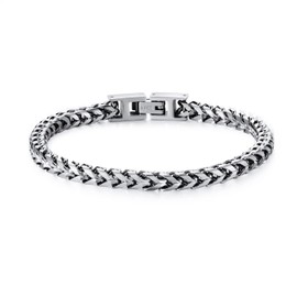 Qumfole Bracelets for Men-Stainless Steel Fold Over Clasp Franco Chain Mens Bracelet Jewelry Gifts for Husband