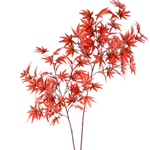 HOHOTIME Fake Fall Leaves Stems, 2 Pcs 35.4" Artificial Leaves