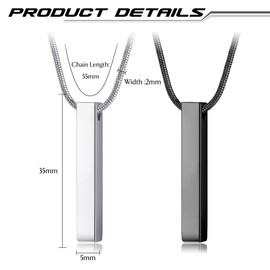 KRFY Necklace for Men,Stainless Steel Mens Necklace Bar Pendant Necklace for Men and Women Couples Necklaces 22 Inches Snake Chain Unisex