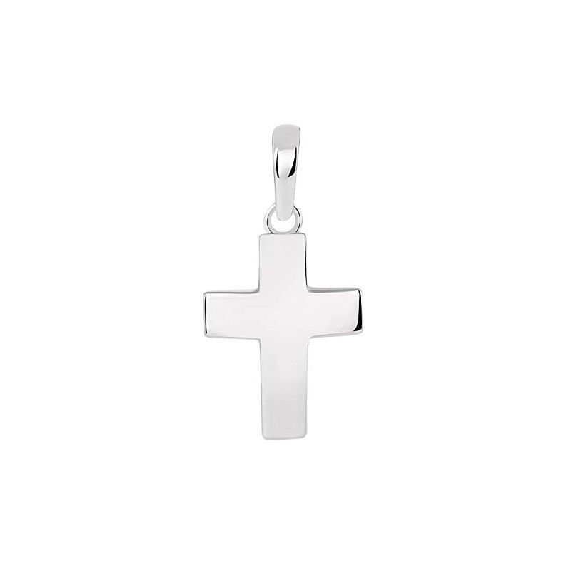 Solid 14k White Gold Plain Petite Cross Charm Pendant Necklace,
