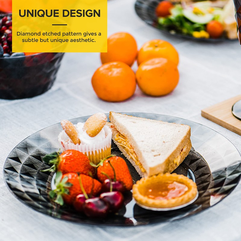 LIVIVO Prism Diamond Etched Plastic Acrylic Plates for Special Occasions