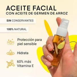 RICE & SHINE Aceite de Germen de Arroz - Aceite Facial Natural con Vitamina E Skin Care 60% más Vitamina E que el Aceite de Argán - Protección para Piel Sensible