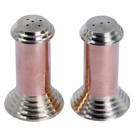 THE Unltd India Royal Brass Copper Salt and Pepper Shaker Set, Restaurant Style Tableware, Set of 2