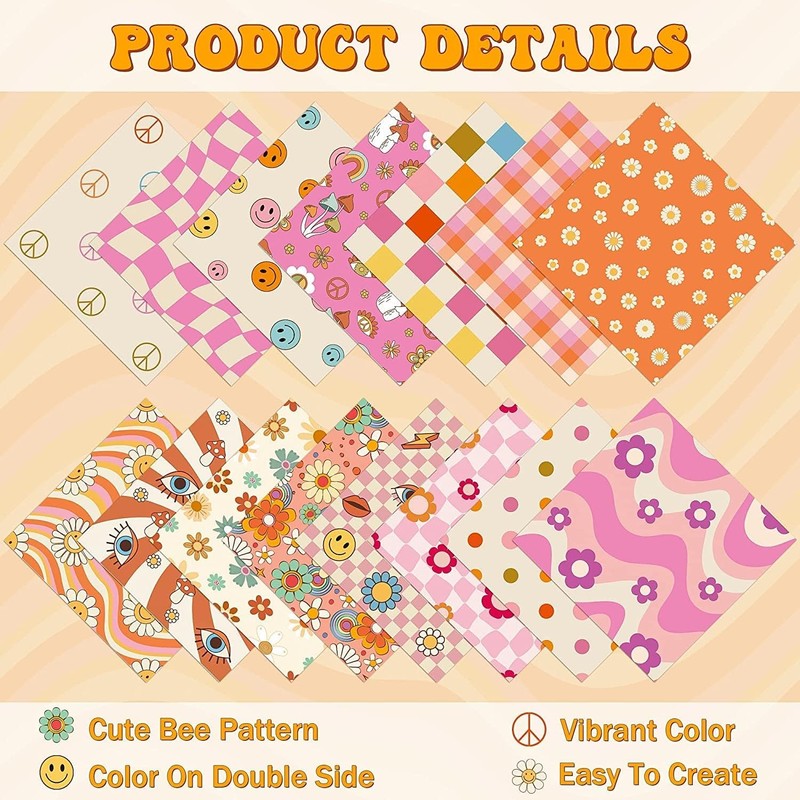 BeYumi 60pcs Retro Boho Pattern Paper Craft - 11 Inch