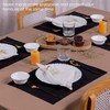 Black Placemats Set of 4 Kitchen Dining Cloth Reversible Cotton