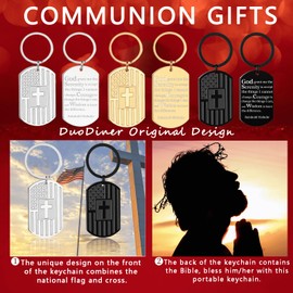 DuoDiner Keychains for Men Bible Verse American Flag Mens Keychain,Mens Accessories Gift (Serenity Prayer, Silver)