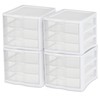 Sterilite 4-Pack 3 Drawer Unit, Plastic Desktop Organizer with Clear
