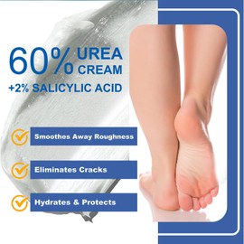 JORUN 2 Pcs Urea Foot Cream 60% + 2% Cracked Heel Repair Cream - 80 G Urea Cream for Cracked Heels and Dry Skin - Foot Cream for Hard Skin Can Deeply Moisturizes and Softens Dead Skin