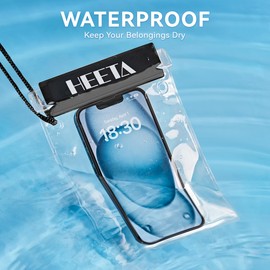 HEETA 5-Pack Clear Waterproof Dry Bag Pouch, Water Tight Cases Dry Bags Document Holder for Camera Mobile Phone Maps, Kayaking Boating (Black)