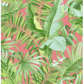 A-Street Prints 2969-26055 Alfresco Tropical Palm Wallpaper, Coral