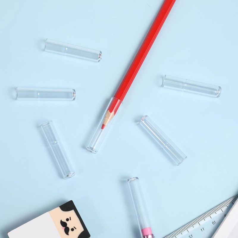 XuJJunB Plastic Pencil Cap Pencil Extender Holder Clear Pen Topper