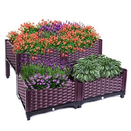 BIRTIMO Raised Garden Bed with Legs, Plastic Planter Box for Vegetable and Fruit Herb Growing, Patio or Balcony Garden