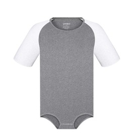 Landofgenie Mens Short Sleeve Onesie Pajamas Jumpsuit Stretchy Cotton Bodysuit One Piece Sleepwear Light Gray 3XL