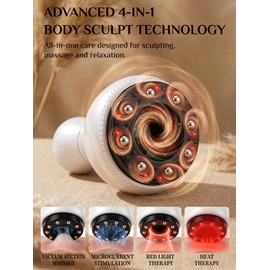 Electric Cupping Massager for Body with Suction, Red Light & Heat, Lymphatic Drainage Massager, 12 Intensity Body Sculpting Machine, Cellulite Massage Tool for Arms Legs Waist Back