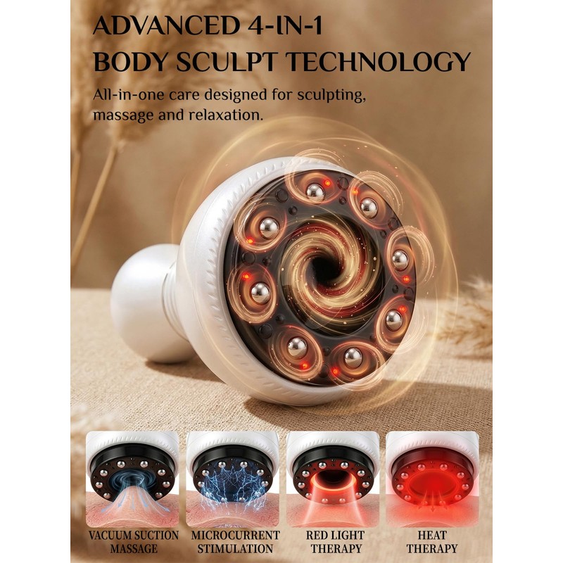Electric Cupping Massager for Body with Suction, Red Light &