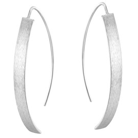 Vinani OUCG Long Curved Large Matte Shiny 925 Sterling Silver Earrings, Sterling Silver, No Gemstone