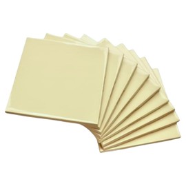 Tenedos 4 1/4 inch Gloss Ceramic Tile – Box of 10, Ideal for Bathroom Wall & Kitchen Backsplash, Classic Square Shape, Glossy Finish, Warm Neutral Tone – Buttermilk