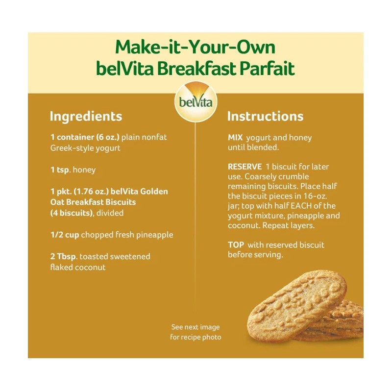 belVita Golden Oat Breakfast Biscuits, Value Pack, 12 Packs(4 Biscuits