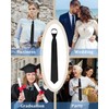 Luckyvestir Black Tie for Women, Pre-Tied Adjustable Zipper Ties, 2.75"