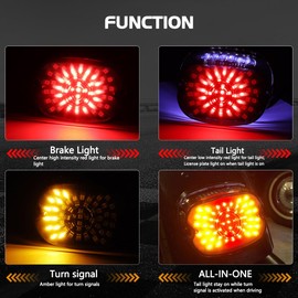 LIUJJYH Smoked LED Tail Lights, Low Profile Brake Taillights Integrated Turn Signals Compatible with Harley Sportster 1200 883 Touring Road King Dyna Super Glide Fat Boy Night Train