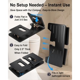 Yose Toilet Stool Foldable, 7 Inch Poop Stool for Bathroom, Toilet Stool Squat Adult, Thickened Bamboo Potty Stool with 400lb Support & Non-Slip Pads, for Better Bowel Health (1, Black)