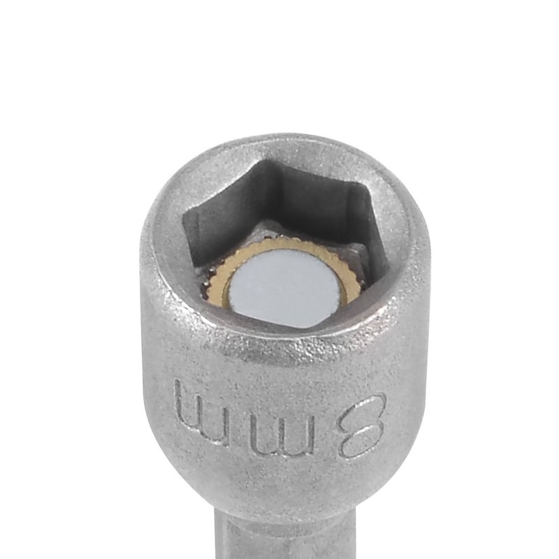 sourcingmap 2 Pcs 1/4" Quick-Change Hex Shank 8mm Magnetic Nut