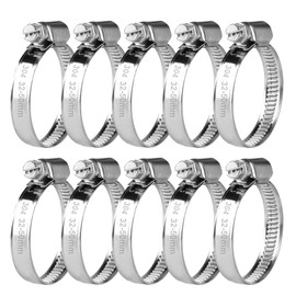Pack of 10 Stainless Steel Hose Clamps, Adjustable 32-50 mm Hose Clamps Set, Hose Clamps Set, 304 Stainless Steel Pipe Clamps, Screw Clamps Set for Washing Machine, Pool Hose Clamps Set