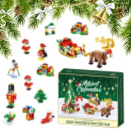 Ajuanbazha Advent Calendar 2024 for Children, Clamping Blocks Christmas Toys, Christmas Toy Mini Cute Bricks, Reindeer House Santa Building Blocks Set for Boys Girls Age 6-12 (SH-20)