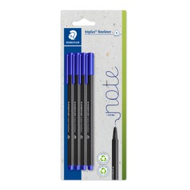 Staedtler Fineliner Pens - triplus - Blue Ink - Pack of 4, 334-3 BK4