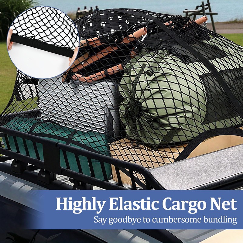 Elyyapt Highly Elastic Cargo Net, 120x120cm Simple Truck Bed Cargo