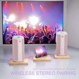 Ortizan Bluetooth Speaker, Bluetooth Box with LED Light, Portable Mini Music Box with Hands-Free Function, IPX7 Water Protection and 360° Surround Sound, Wireless Outdoor Speaker with AUX, TF