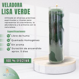 Velas lisas de parafina | Color a elegir | Para rituales, meditación y relajación| Atraer energías | Para eventos sociales | 20 cm x 5.5 cm | 1 pieza | 100% de parafina| (Verde)