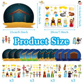 Nativity Stickers,24 Pcs Make a Nativity Scene Sticker and 12 Pcs Rope for Christmas Crafts School Supply Religious Party Favor